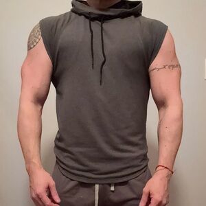 Men’s H&M Sports Training Sleeveless Grey Hooded Shirt - Size XS